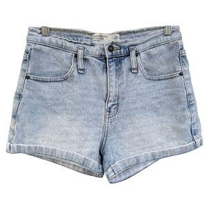 Abercrombie & Fitch Light Blue High-Rise Denim Shorts Rolled Cuffs 26/2R